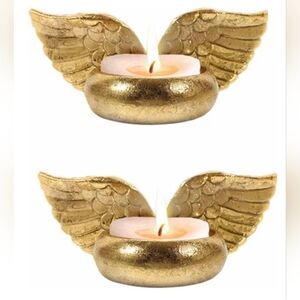 Gold Angel Wing Tealight Candle Holder